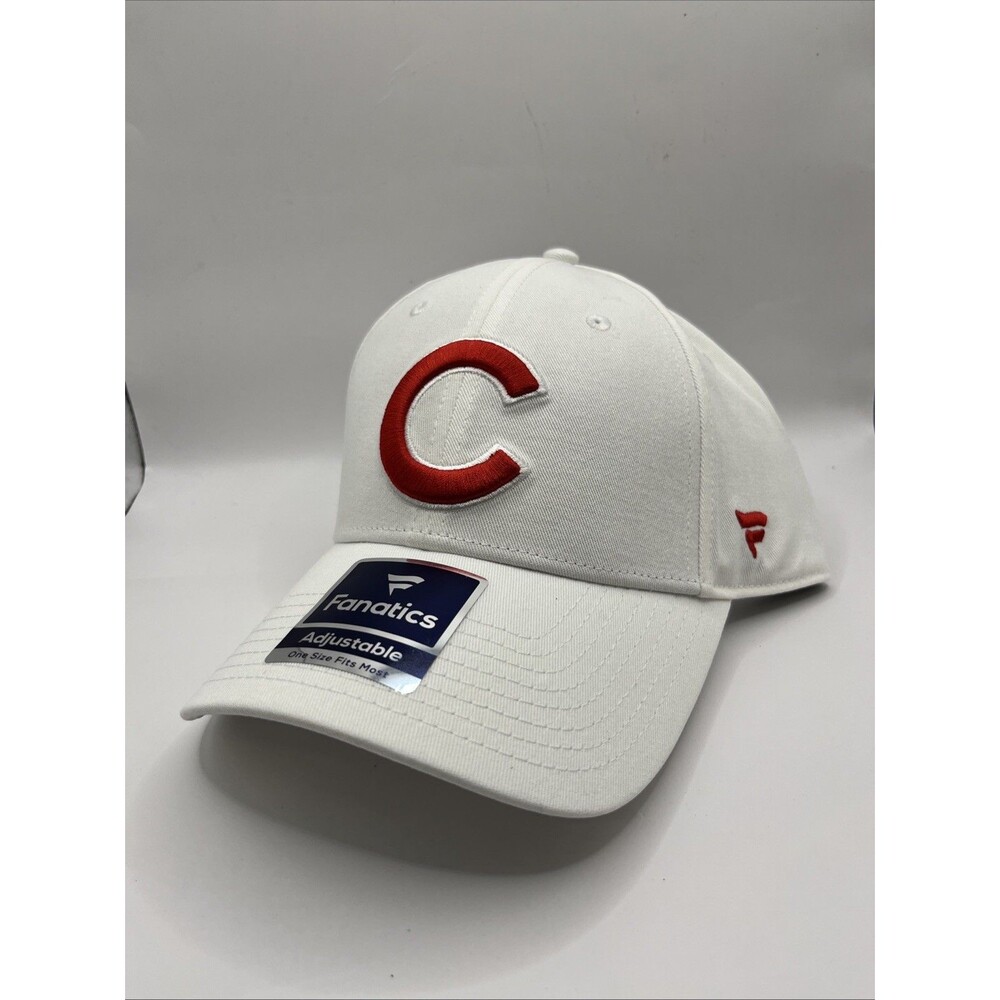 Chicago Cubs Hat Fanatics Adjustable Strapback White MLB Cap NWT